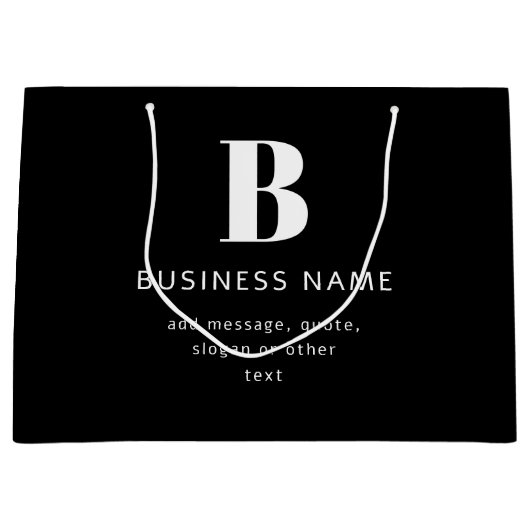 Zakelijke naam, monogram en extra tekst maken groot cadeauzakje (Voorkant)