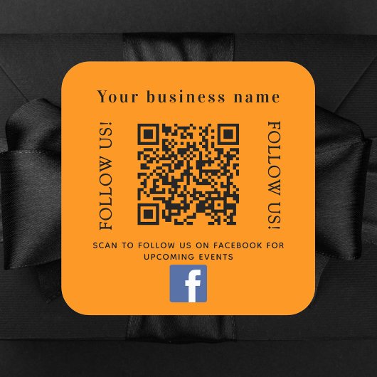 Zakelijke naam oranje QR-code Facebook Vierkante Sticker