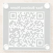 Zakelijke naam plus QR-code op een Glazen Onderzetter (Achterkant)