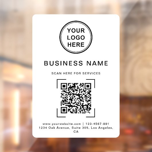 Zakelijke naam QR-code logo wit Raamsticker (Vel 2)
