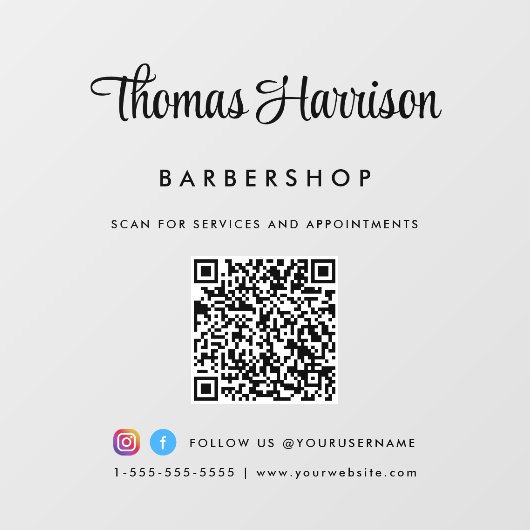 Zakelijke naam stijlvolle handtekening script QR-c Raamsticker (Vel)