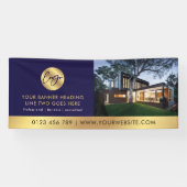 Zakelijke Navy & Gold Logo Advertentie Zakelijke f Spandoek (Horizontaal)