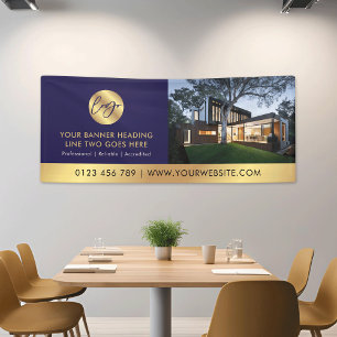 Zakelijke Navy & Gold Logo Advertentie Zakelijke f Spandoek