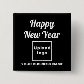Zakelijke nieuwjaarsgroet op Black Square Button (Voorkant)