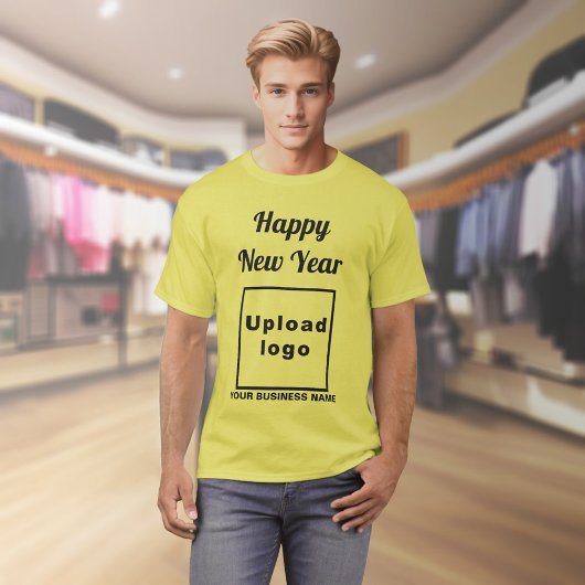 Zakelijke nieuwjaarsgroet op geel T-shirt