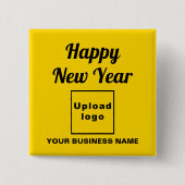 Zakelijke Nieuwjaarsgroet op Gele Vierkante Button (Voorkant)