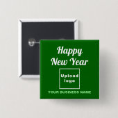 Zakelijke nieuwjaarsgroet op Green Square Button (Voorkant /achterkant)