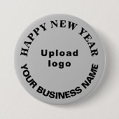 Zakelijke Nieuwjaarsgroet op Grijze Ronde Button (Voorkant)