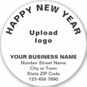 Zakelijke Nieuwjaarsgroet op wit rond vinyl Sticker (Voorkant)