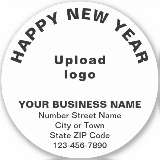 Zakelijke Nieuwjaarsgroet op wit rond vinyl Sticker (Voorkant)