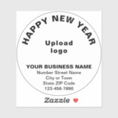 Zakelijke Nieuwjaarsgroet op wit rond vinyl Sticker (Vel)