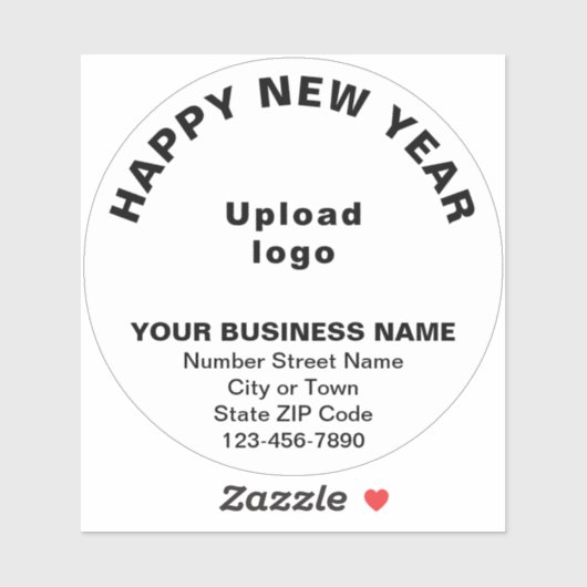 Zakelijke Nieuwjaarsgroet op wit rond vinyl Sticker (Vel)