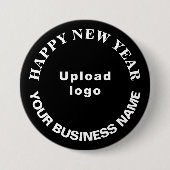 Zakelijke Nieuwjaarsgroet op zwarte ronde Button (Voorkant)