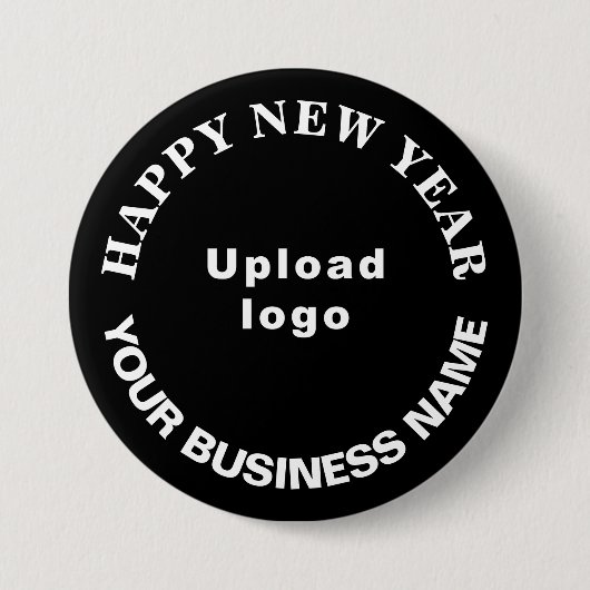 Zakelijke Nieuwjaarsgroet op zwarte ronde Button (Voorkant)