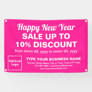 Zakelijke Nieuwjaarsuitverkoop op Roze Rechthoekig Spandoek