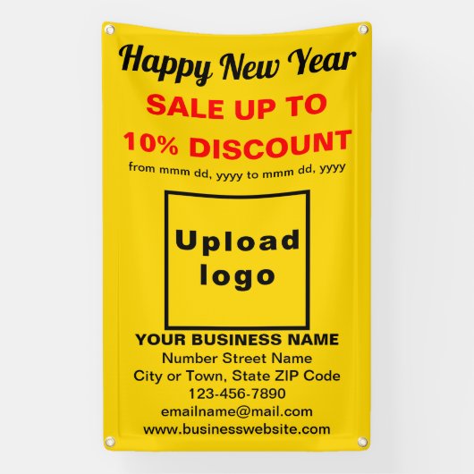 Zakelijke nieuwjaarsverkoop op gele banner (Verticaal)