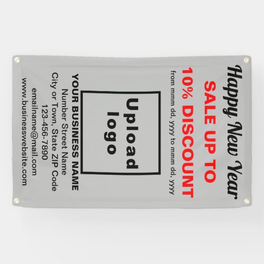 Zakelijke nieuwjaarsverkoop op grijze banner (Horizontaal)