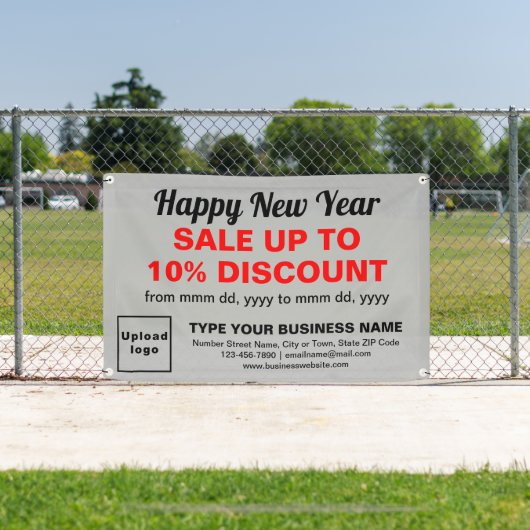 Zakelijke nieuwjaarsverkoop op grijze rechthoekige spandoek (Insitu)