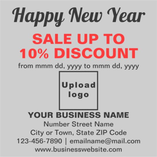 Zakelijke Nieuwjaarsverkoop op Grijze Vinyl Sticke Sticker (Voorkant)