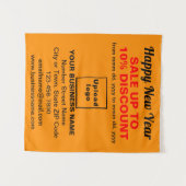 Zakelijke nieuwjaarsverkoop op Oranje kleur tapijt Wandkleed (Voorkant (horizontaal))
