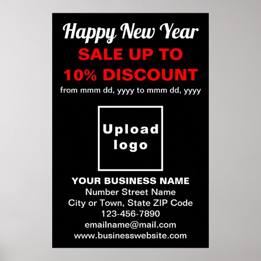 Zakelijke nieuwjaarsverkoop op zwart Poster (Voorkant)