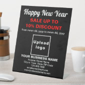 Zakelijke nieuwjaarsverkoop op zwart voetstuk teke reclamebord met voetstuk (Insitu)