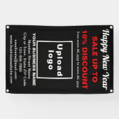 Zakelijke nieuwjaarsverkoop op zwarte banner (Horizontaal)