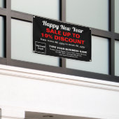 Zakelijke nieuwjaarsverkoop op zwarte rechthoek ba spandoek (Buitenkant Gebouw)