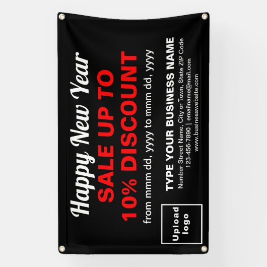 Zakelijke nieuwjaarsverkoop op zwarte rechthoek ba spandoek (Verticaal)