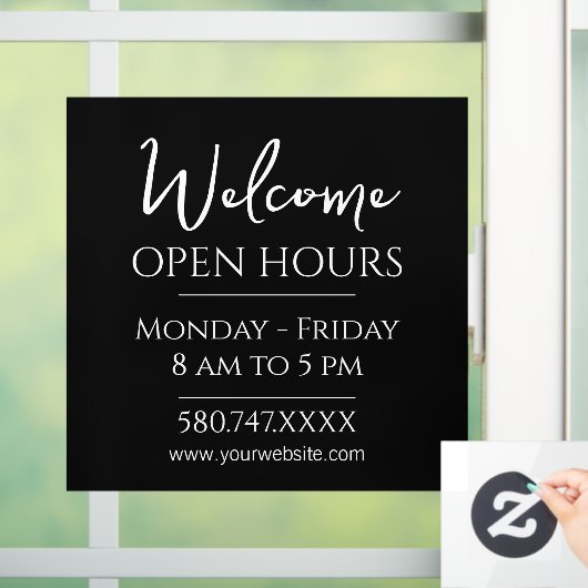 Zakelijke ontvangst en openingstijden raamsticker (Huis)