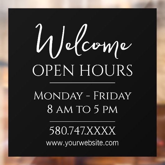 Zakelijke ontvangst en openingstijden raamsticker (Vel 2)