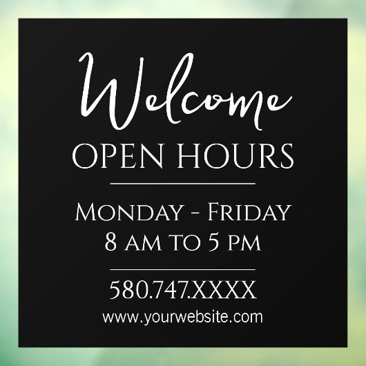 Zakelijke ontvangst en openingstijden raamsticker (Vel 3)