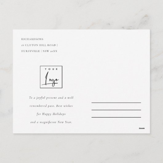 Zakelijke open haard Warm Kerst Corporate Logo Feestdagenkaart (Achterkant)