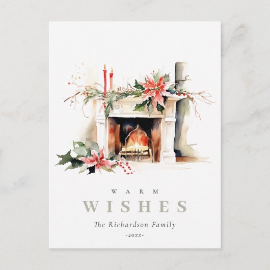Zakelijke open haard Warm Kerst Corporate Logo Feestdagenkaart (Voorkant)