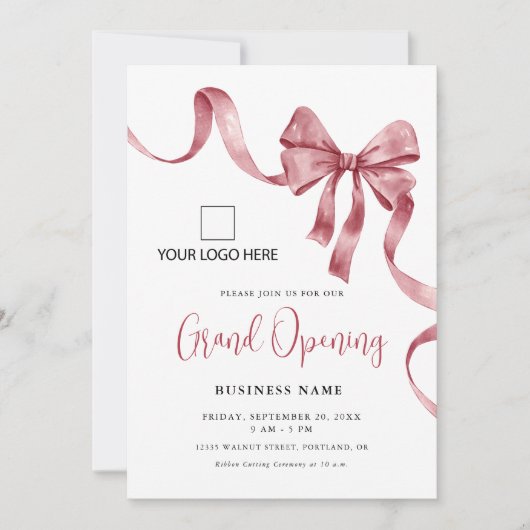 Zakelijke opening Modern Ribbon Logo Kaart (Voorkant)