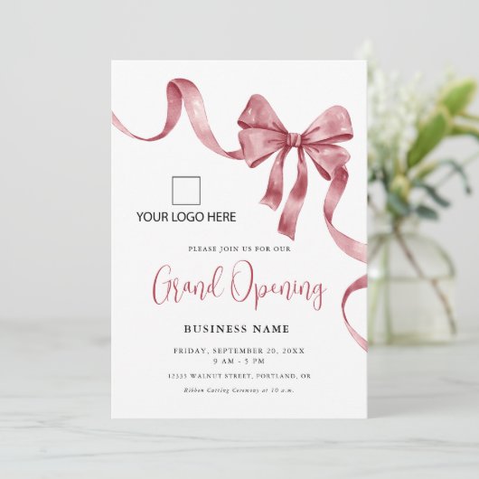 Zakelijke opening Modern Ribbon Logo Kaart (Staand voorkant)