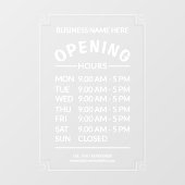 Zakelijke openingstijden 7 dagen per week raamsticker (Vel)