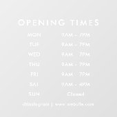 Zakelijke openingstijden Modern Custom Raamsticker (Vel)