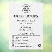 Zakelijke openingstijden QR code grijs Logo Raamsticker (Vel 3)