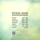 Zakelijke Openingstijden Zwart met Logo dan QR cod Raamsticker (Vel 3)