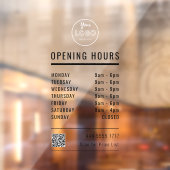 Zakelijke Openingstijden Zwart met Logo dan QR cod Raamsticker (Vel 2)