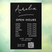 Zakelijke openingsuren handtekening logo QR-code Raamsticker (Vel 3)