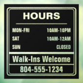 Zakelijke openingsuren Loop in telefoonnummer Raamsticker (Vel 3)