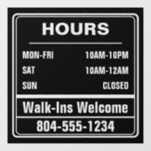Zakelijke openingsuren Loop in telefoonnummer Raamsticker (Vel)