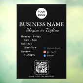 Zakelijke openingsuren Modern schrift & QR, social Raamsticker (Vel 3)