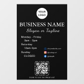Zakelijke openingsuren Modern schrift & QR, social Raamsticker (Vel)