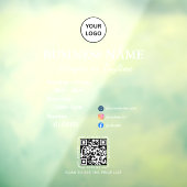 Zakelijke openingsuren Modern script & QR, social  Raamsticker (Vel 3)