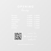Zakelijke openingsuren QR-code transparant Raamsticker (Vel)