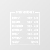 Zakelijke openingsuren  raamsticker (Vel)
