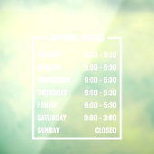 Zakelijke openingsuren  raamsticker (Vel 3)